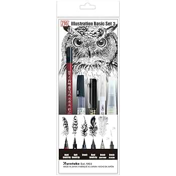 Amazon.co.jp: 呉竹 筆ペン ZIG ILLUSTRATION BASIC 5本セット